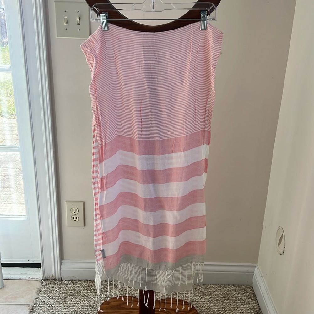 Naturelle pink and white lightweight Boho scarf